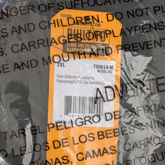 NWT Carhartt Rain Defender® Heavyweight Full-Zip Hoodie – 2XL, color peat - Picture 8 of 9